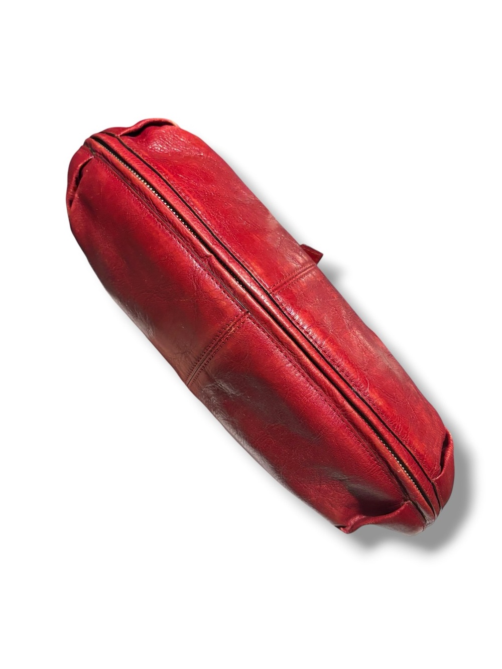 WILSONS LEATHER Red Hobo Shoulder Bag Expandable Bottom Snap Closure VINTAGE - Picture 5 of 14